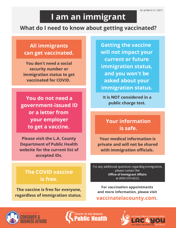Vaccination information for immigrants. VaccinateLACounty.com