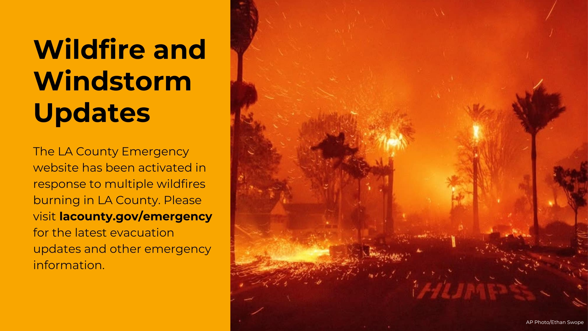 Wildfire and Windstorm Updates: lacounty.gov/emergency